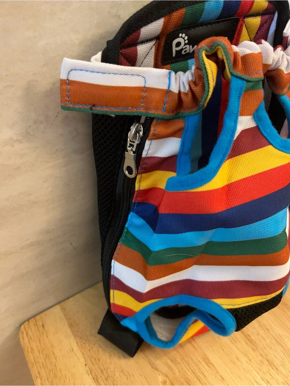 Pawaboo Pet Carrier Backpack Multicolored Rainbow Stripe Pattern